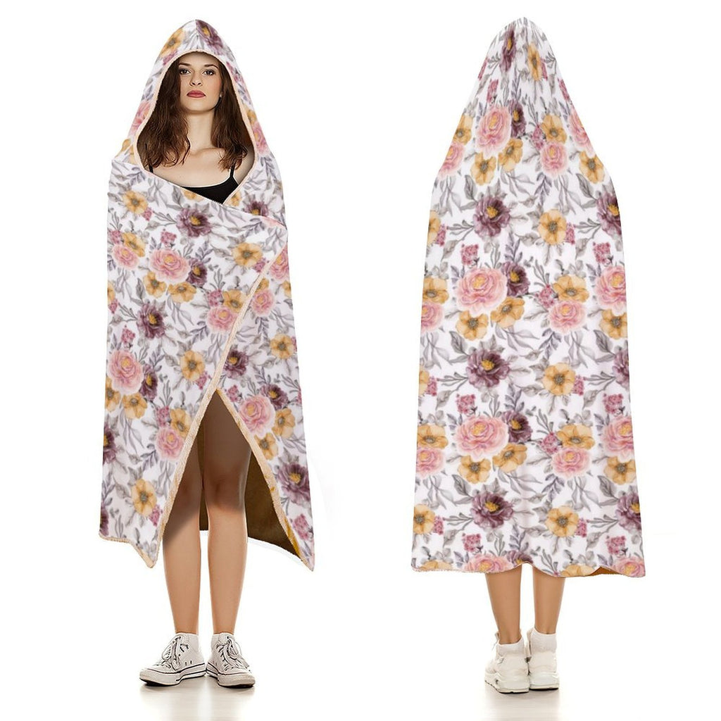 Painted Flowers Kids Hooded Blanket 100cm x 130cm