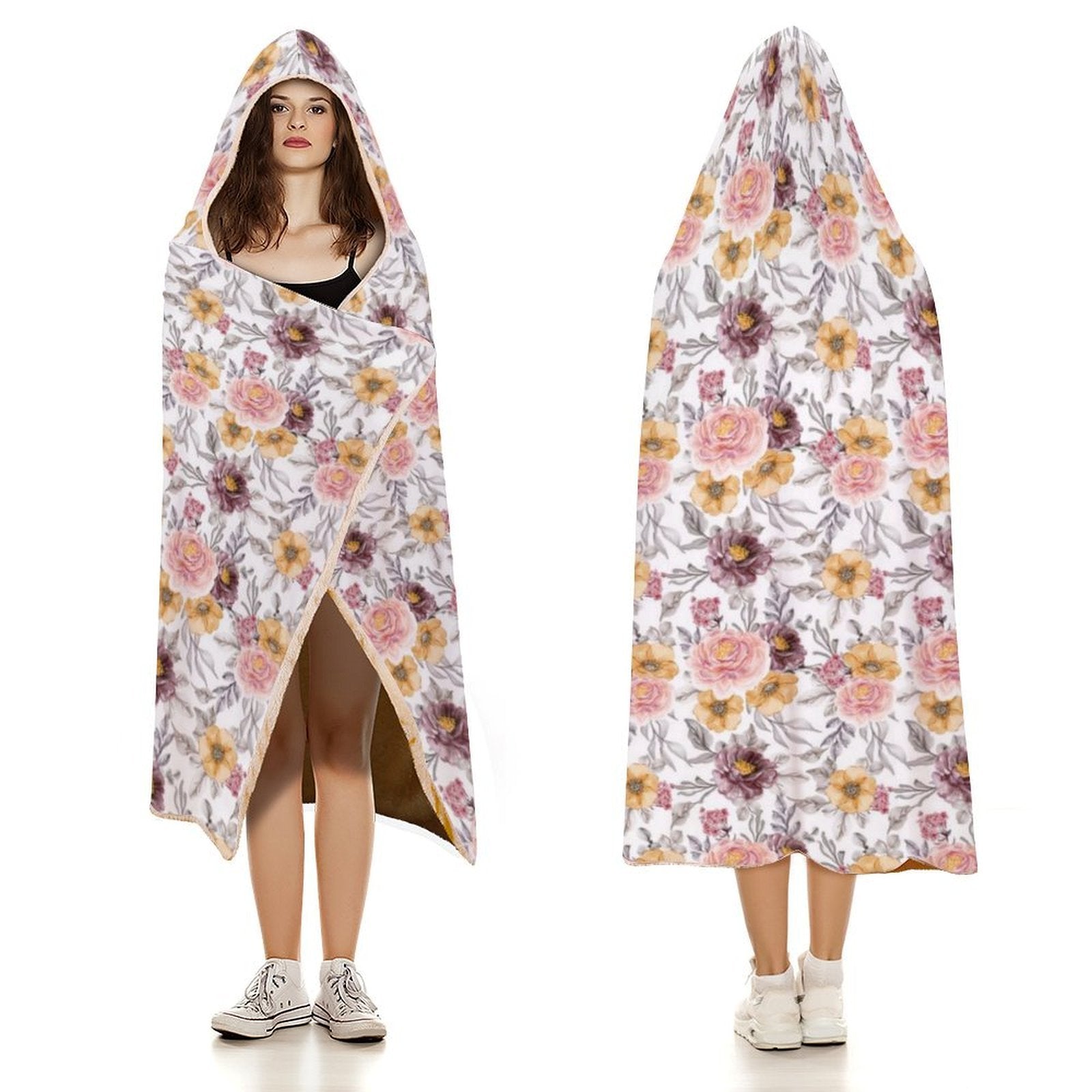 Painted Flowers Kids Hooded Blanket 100cm x 130cm