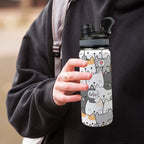 Cat Hello Insulated Water Bottle with Dual-Use Lid (18oz) Insulated Water Bottle with Dual-Use Lid (18oz) animal Printed Offshore