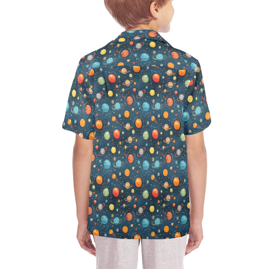 Galaxy Senior Kids Hawaiian Shirt Senior Kids Hawaiian Shirt 8-15 Printed Offshore Space
