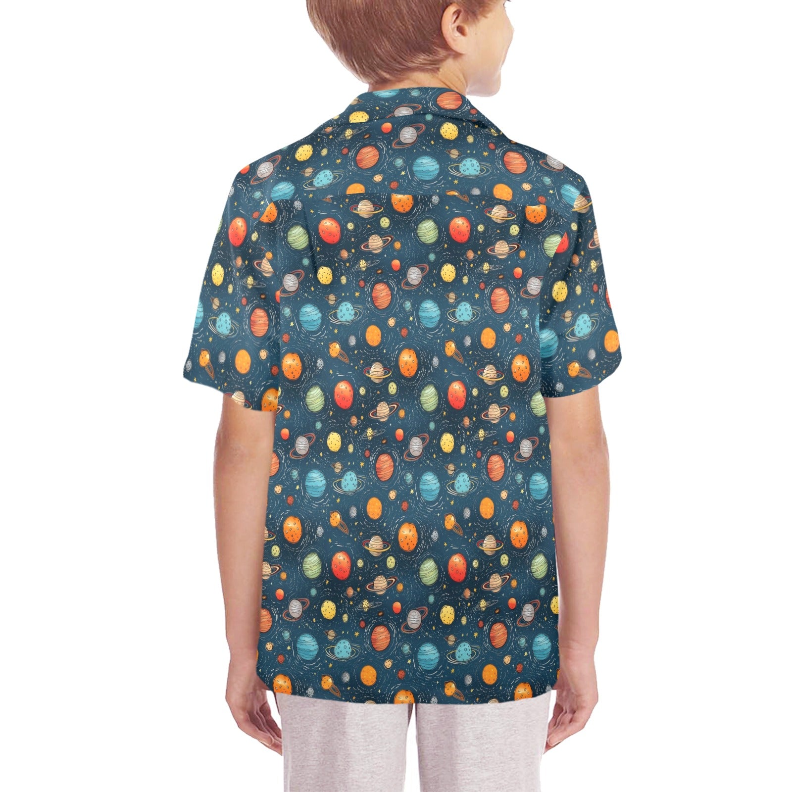 Galaxy Senior Kids Hawaiian Shirt Senior Kids Hawaiian Shirt 8-15 Printed Offshore Space