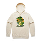 In A While, Crocodile Men's AS Colour Hoodie Ecru Mens Hoodie animal Printed In Australia