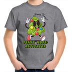 Christmas Feast Mode Activated - Kids Youth T-Shirt Grey Marle Kids Christmas T-shirt Christmas Printed In Australia