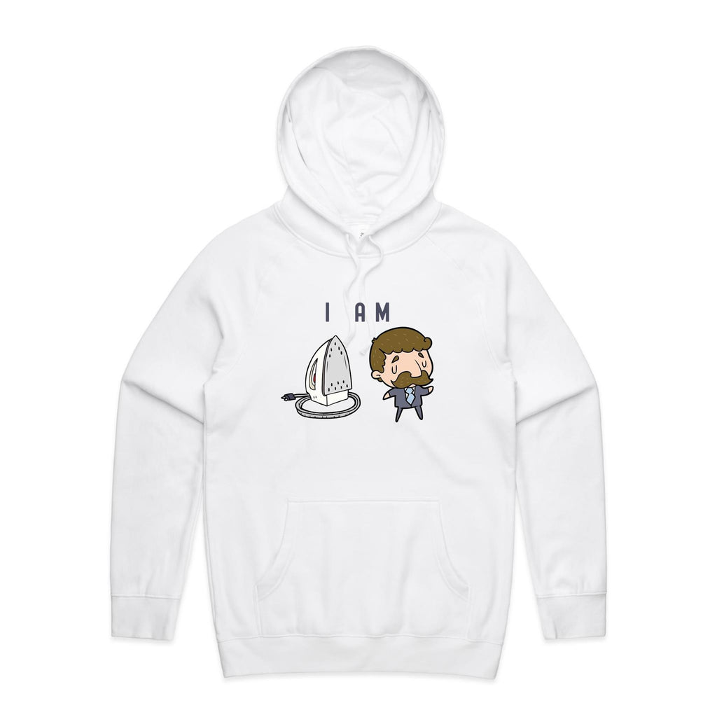I Am Ironing Man - Mens Hoodie White Mens Hoodie comic Printed In Australia