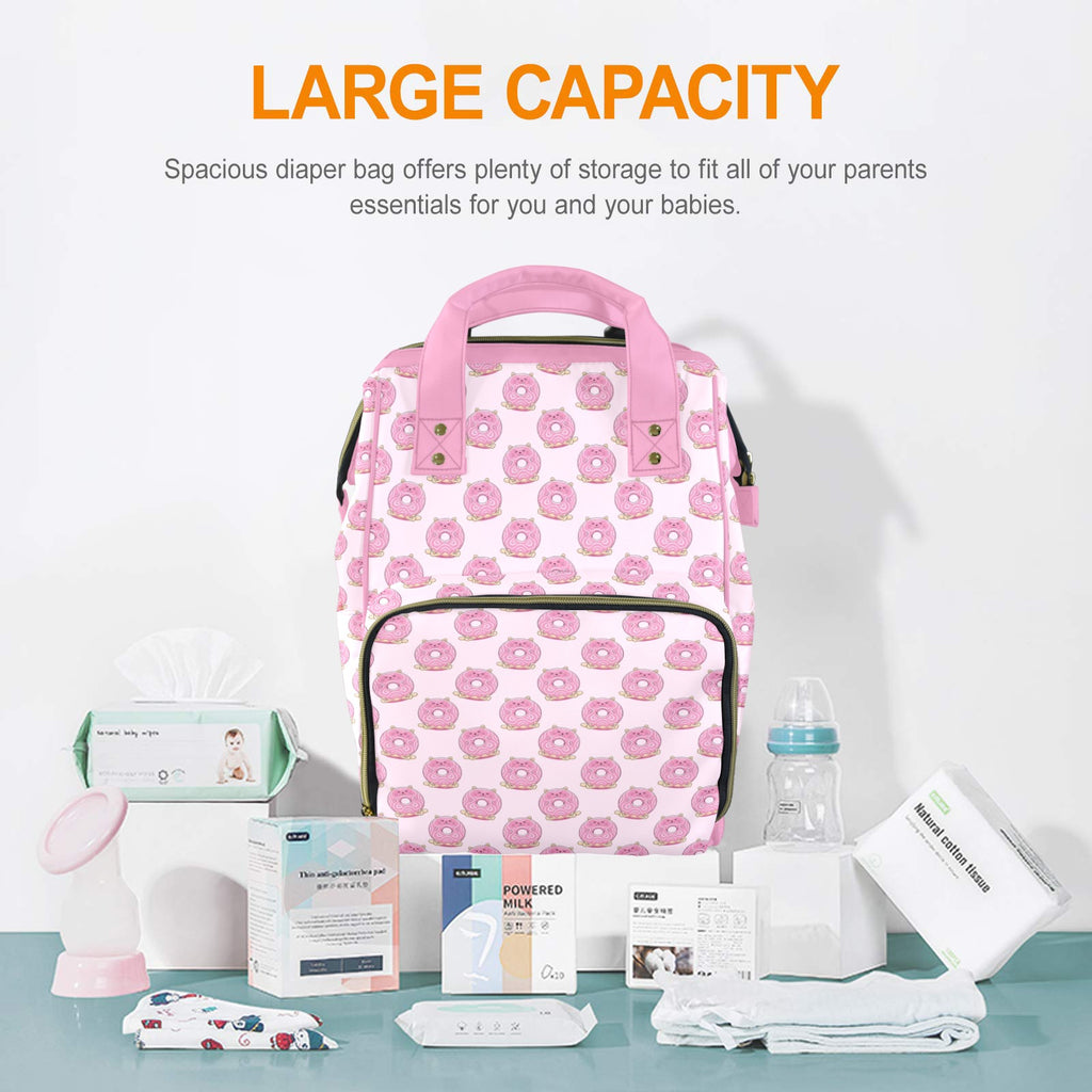 Pink Cat Doughnuts Multi-Function Backpack, Nappy / Diaper Bag Multi-function Backpack, Nappy / Diaper Bag Food Printed Offshore