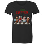 Fab Four, Merry Christmas - Womens T-shirt Black Womens Christmas T-shirt Christmas Printed In Australia