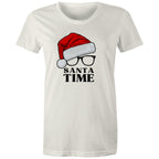Santa Time - Womens T-shirt Natural Womens Christmas T-shirt Christmas Printed In Australia