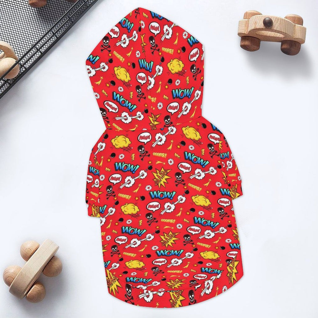 Comic Book Red Pet Hoodie (Large Size)