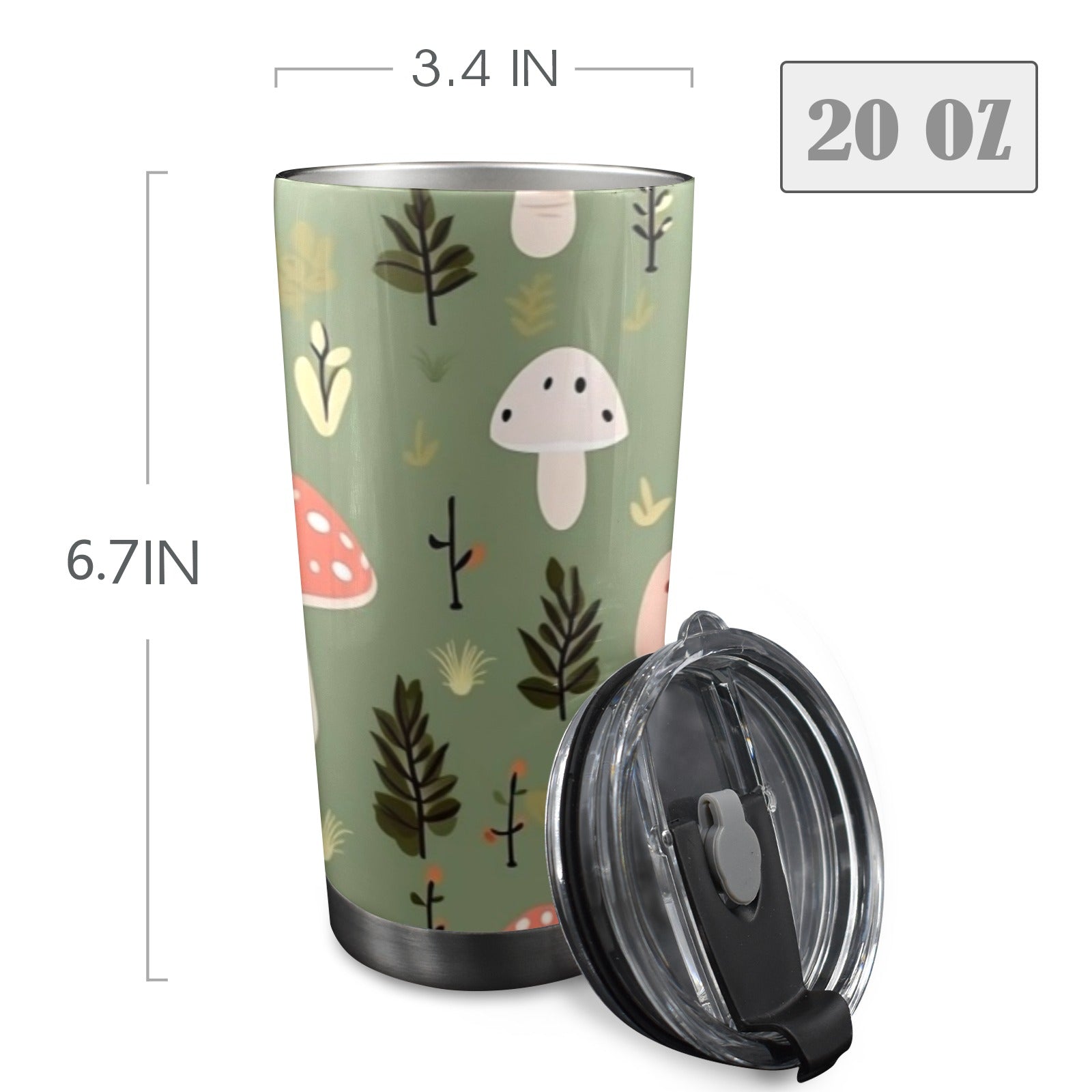 Toadstools - 20oz Mobile Tumbler with Lid (Black Lock) 20oz Travel Mug Printed Offshore