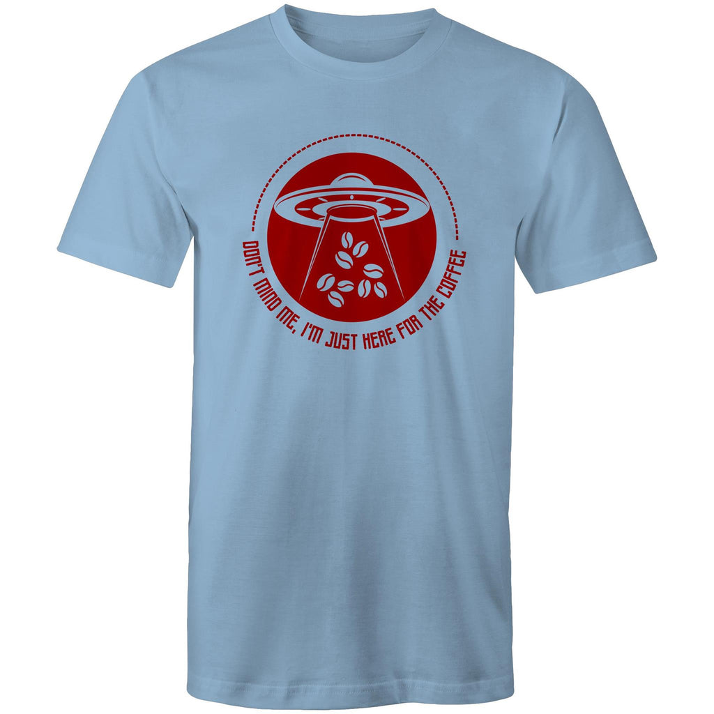 I'm Just Here For The Coffee, UFO - Mens T-Shirt Carolina Blue Mens T-shirt Coffee Printed In Australia Sci Fi