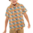 Happy Retro Flowers - Junior Kids Hawaiian Shirt
