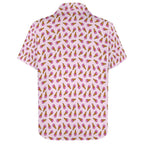 Pink Ice Cream Cones Women's Collared Pocketless Short Sleeve Shirt