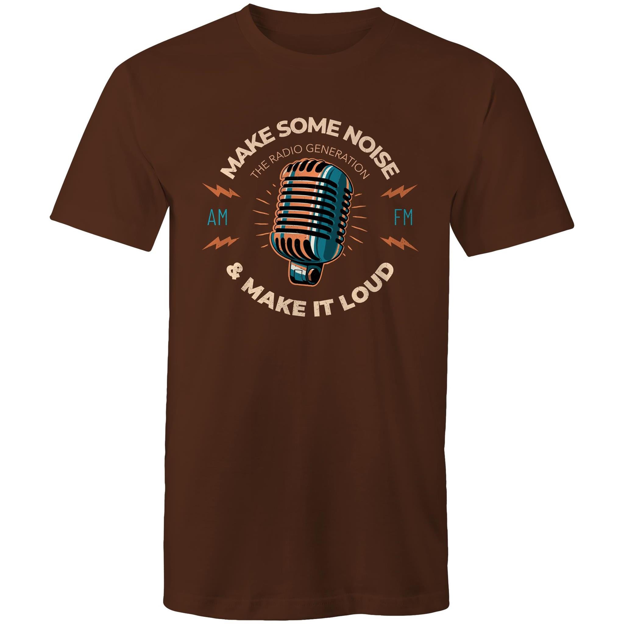 Make Some Noise, Microphone - Mens T-Shirt Dark Chocolate Mens T-shirt Music Printed In Australia