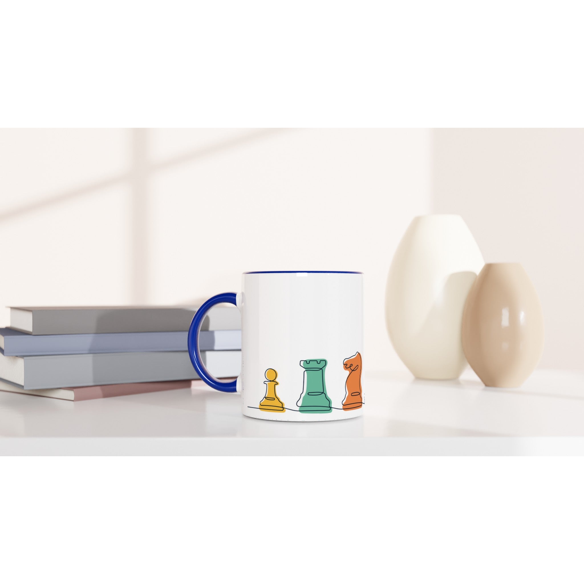Chess - White 11oz Ceramic Mug with Colour Inside Colour 11oz Mug Games Globally Fulfilled