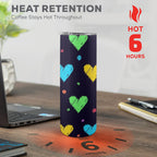 Colourful Hearts - 20oz Tall Skinny Tumbler with Lid and Straw