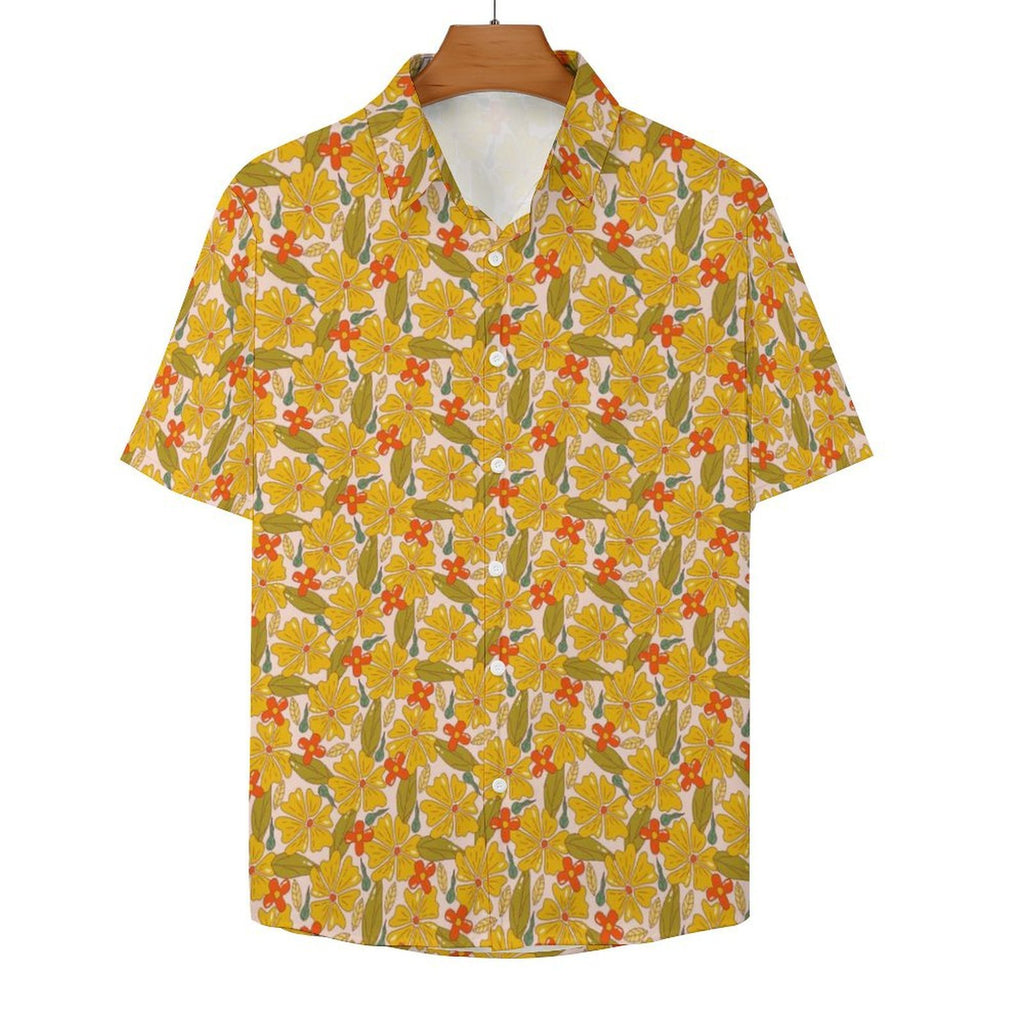 Trippy Floral Women's Collared Pocketless Short Sleeve Shirt