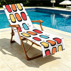 Retro Shapes Beach Chair Towel Cover with Side Pockets