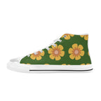 Yellow Flowers On Green Kids High Top Canvas Shoes US6Y Kids High Top Canvas Shoes Plants Printed Offshore