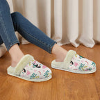 Toucans In Pink Women's Fur Trim Thick-Sole Indoor Slippers Women's Fur Trimmed Slippers animal Printed Offshore