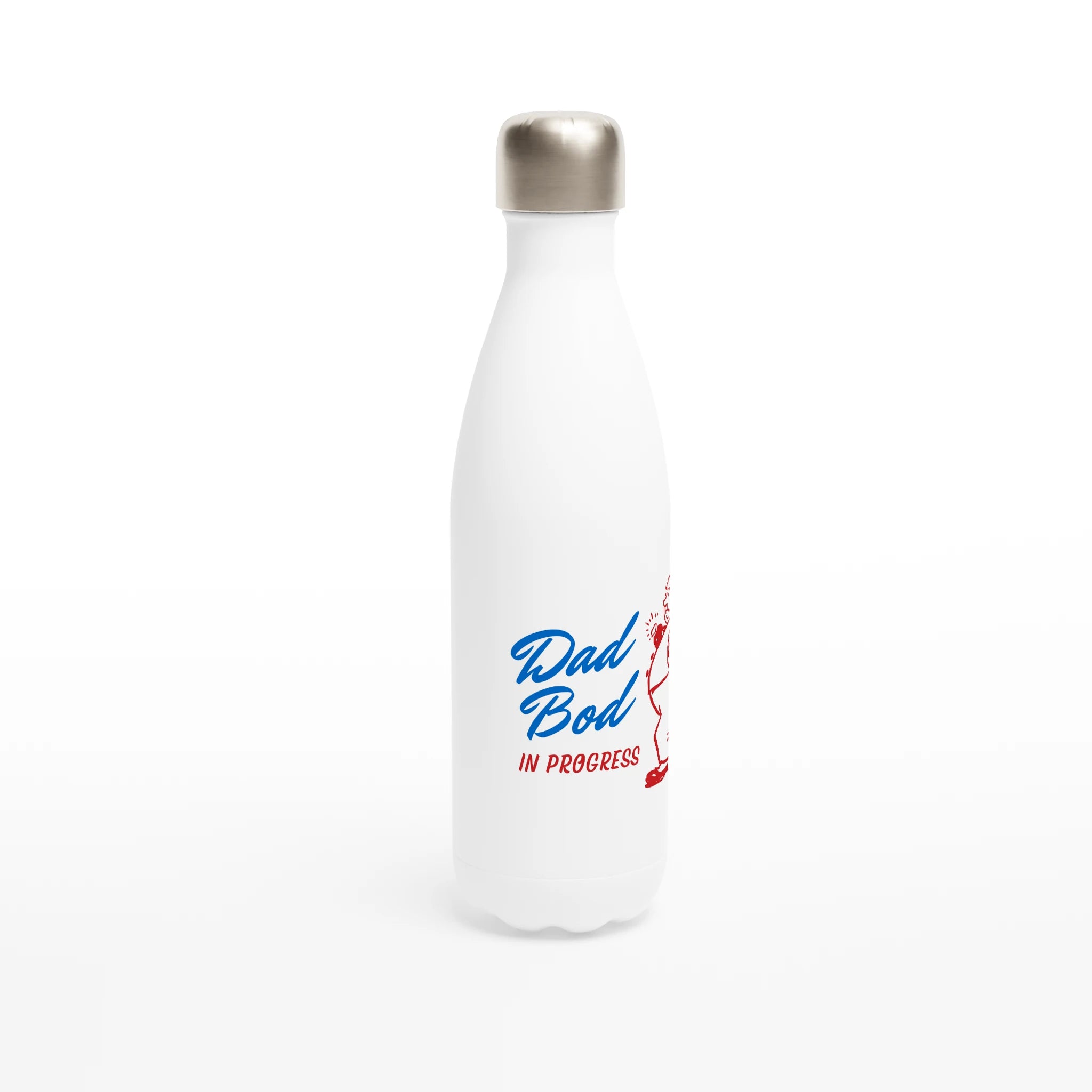 Dad Bod In Progress - White 17oz Stainless Steel Water Bottle White Water Bottle Dad Globally Fulfilled