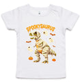 Spookysaurus, Halloween Dinosaur AS Colour Baby T-shirt White Baby T-shirt Halloween Printed In Australia