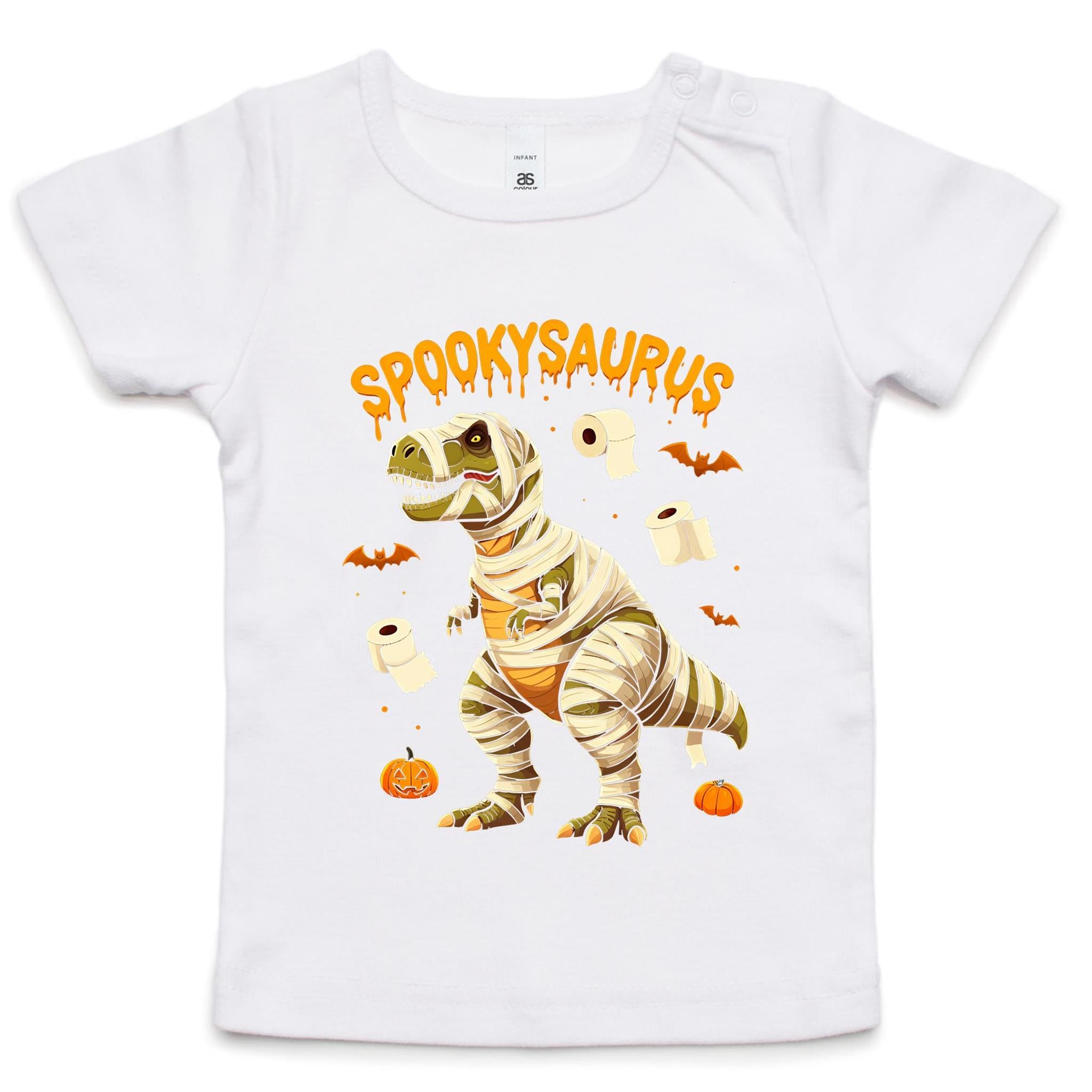 Spookysaurus, Halloween Dinosaur - Baby T-shirt White Baby T-shirt Halloween Printed In Australia