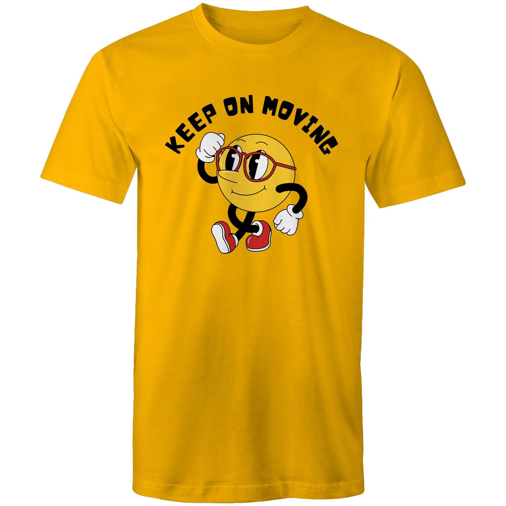 Keep On Moving - Mens T-Shirt Gold Mens T-shirt Fitness Printed In Australia