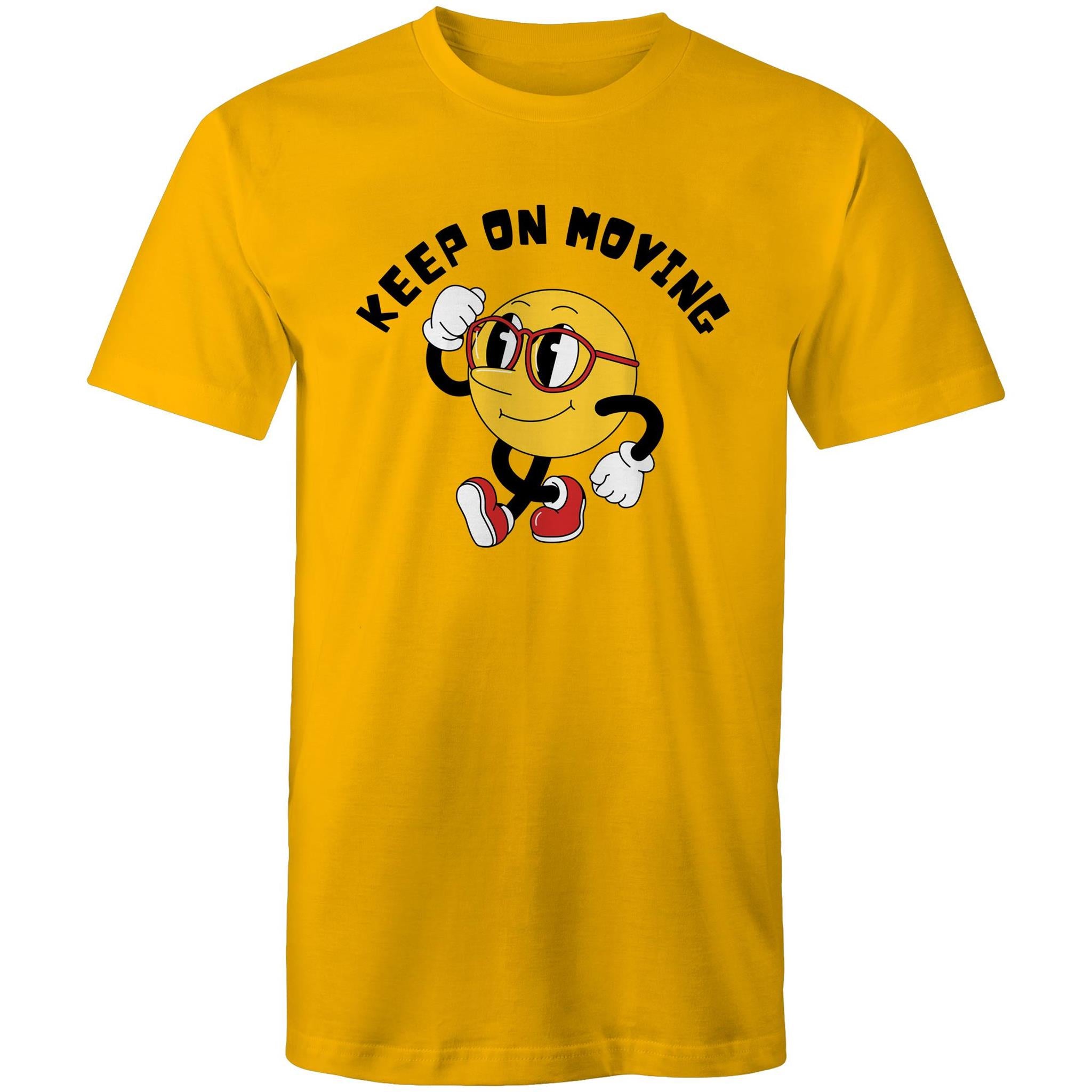 Keep On Moving - Mens T-Shirt Gold Mens T-shirt Fitness Printed In Australia