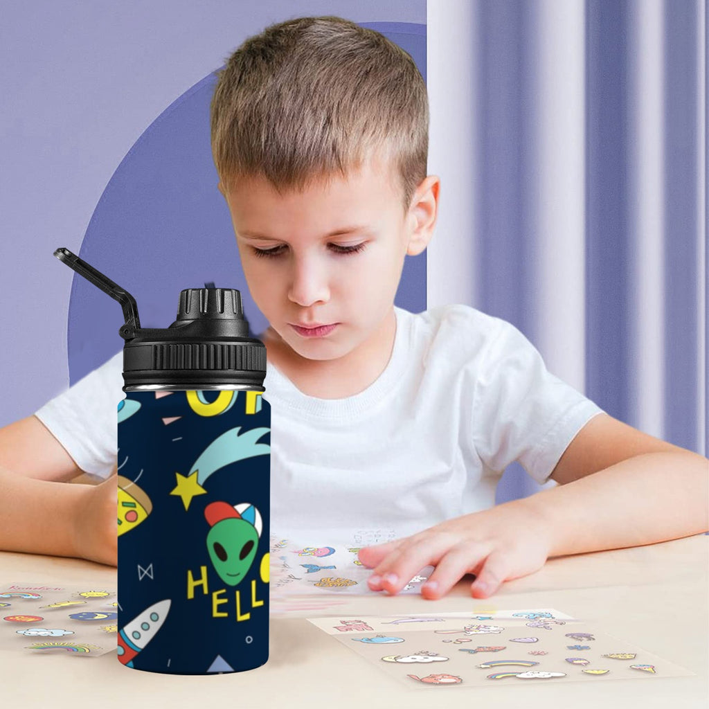 Hello Alien Kids Water Bottle with Chug Lid (12 oz) Kids Water Bottle with Chug Lid Printed Offshore Sci Fi