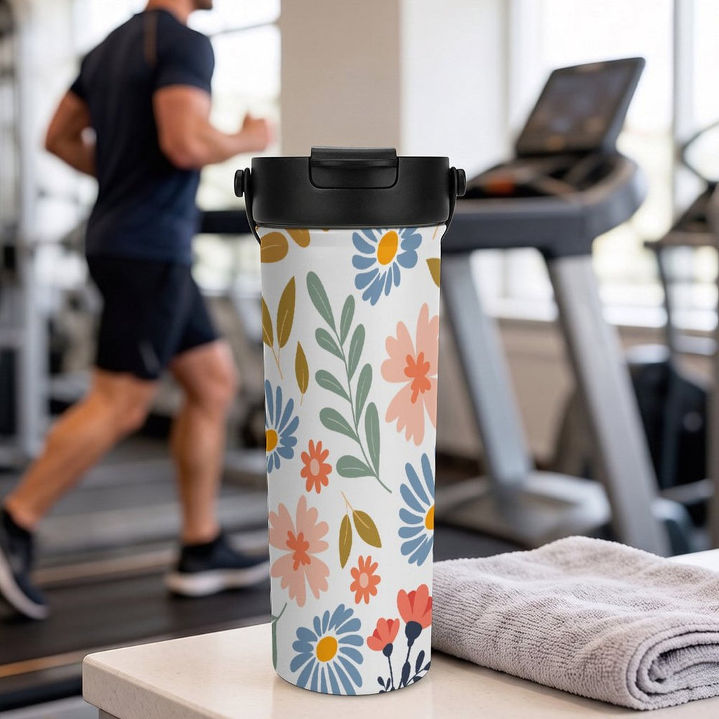 Boho Flowers And Leaves 20oz Tea Tumbler with Carry Handle