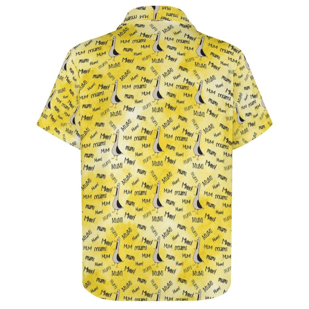 Mum Seagull Women's Collared Pocketless Short Sleeve Shirt