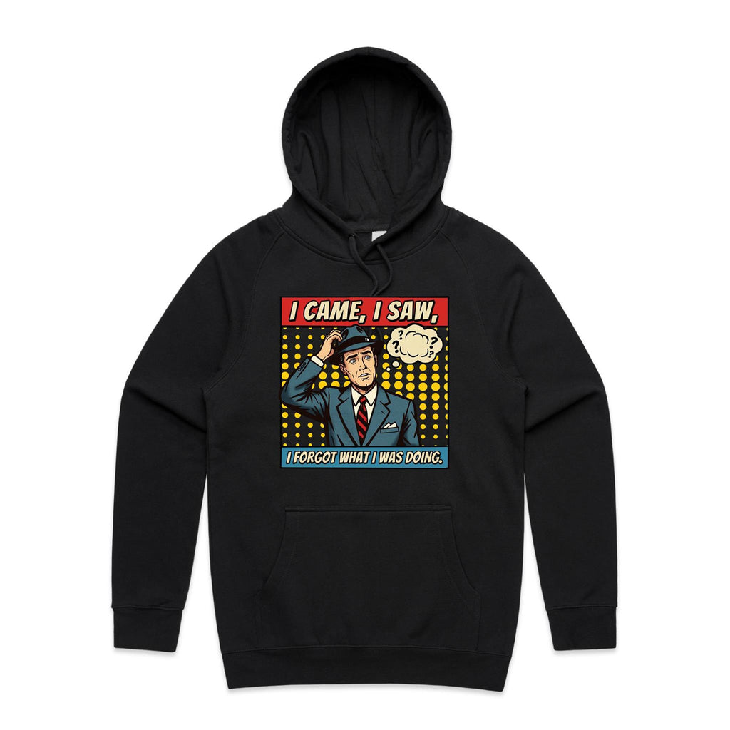 I Came, I Saw, I Forgot What I Was Doing, Retro Gentleman Men's AS Colour Hoodie Black Mens Hoodie comic Dad Printed In Australia