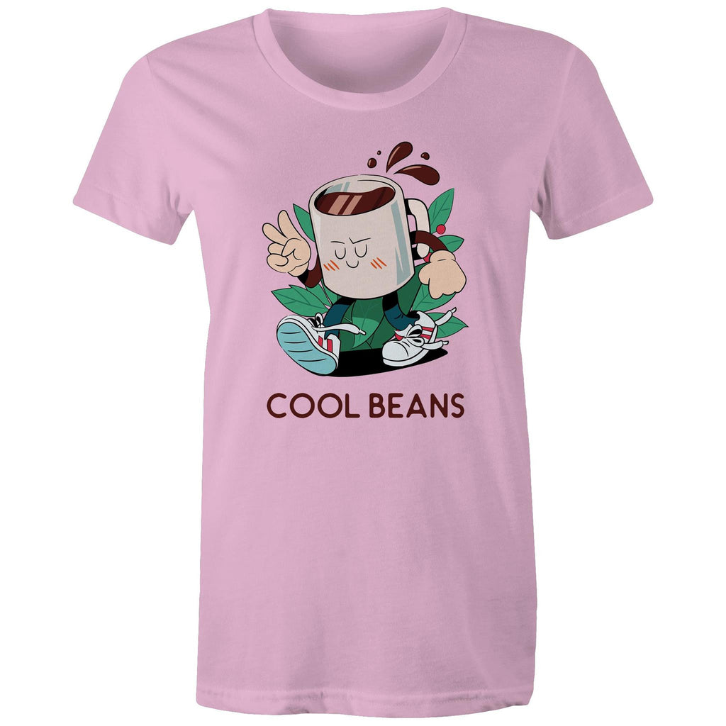 Cool Beans, Coffee - Womens T-shirt Pink Womens T-shirt Coffee Printed In Australia