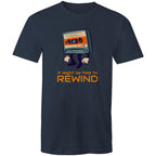 Cassette Tape, It Might Be Time To Rewind - Mens T-Shirt Navy Mens T-shirt Music Printed In Australia Retro