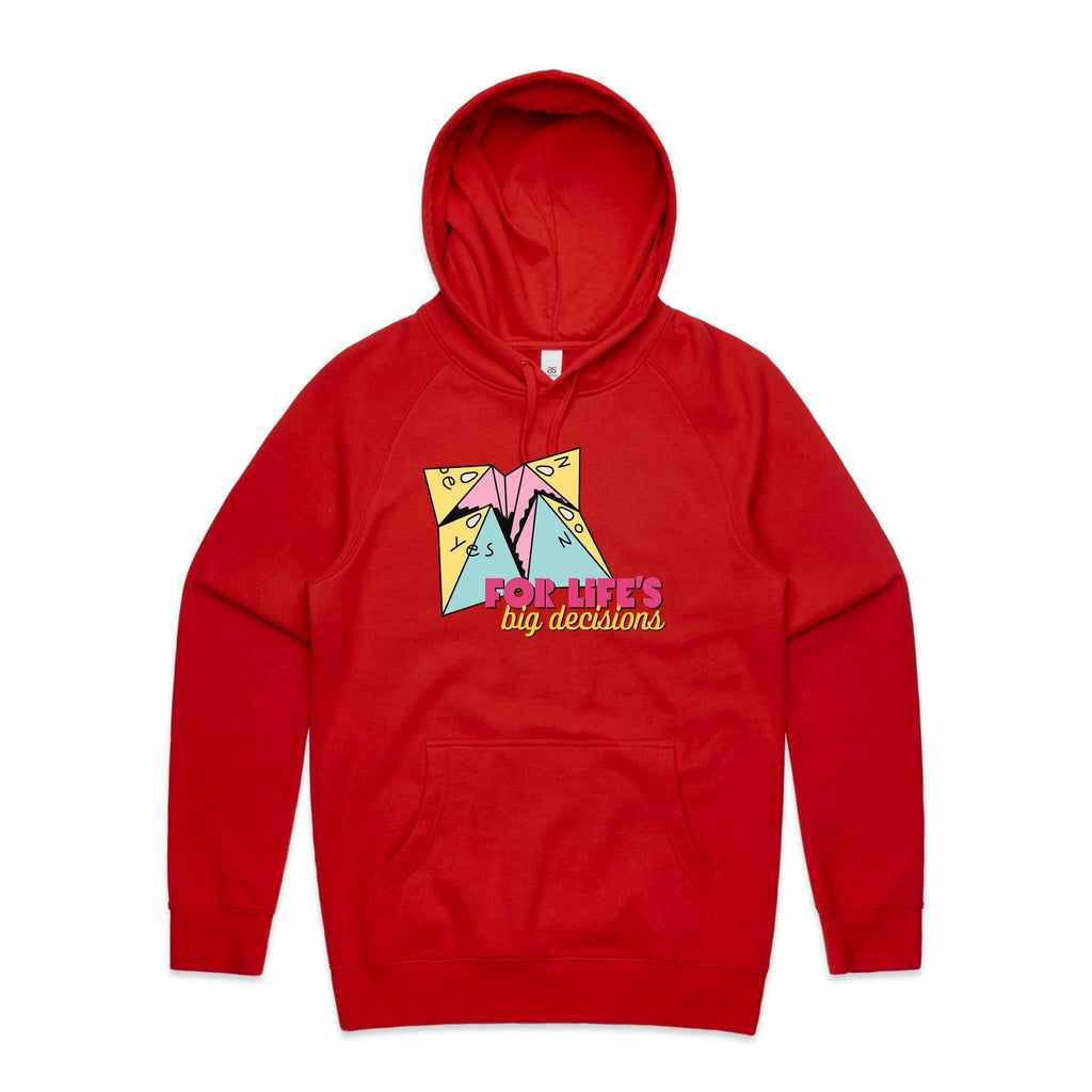 For Life's Big Decisions - Mens Hoodie Red Mens Hoodie Games Printed In Australia