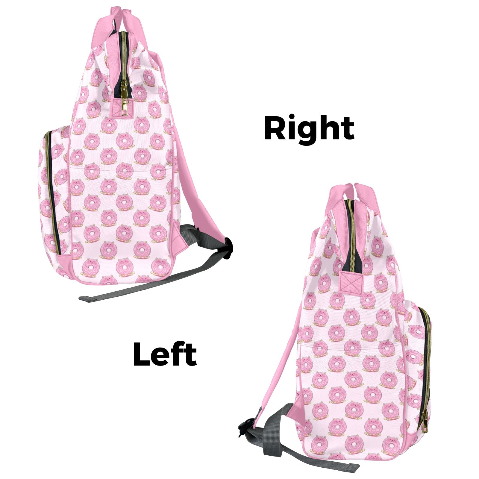 Pink Cat Doughnuts Multi-Function Backpack, Nappy / Diaper Bag Multi-function Backpack, Nappy / Diaper Bag Food Printed Offshore