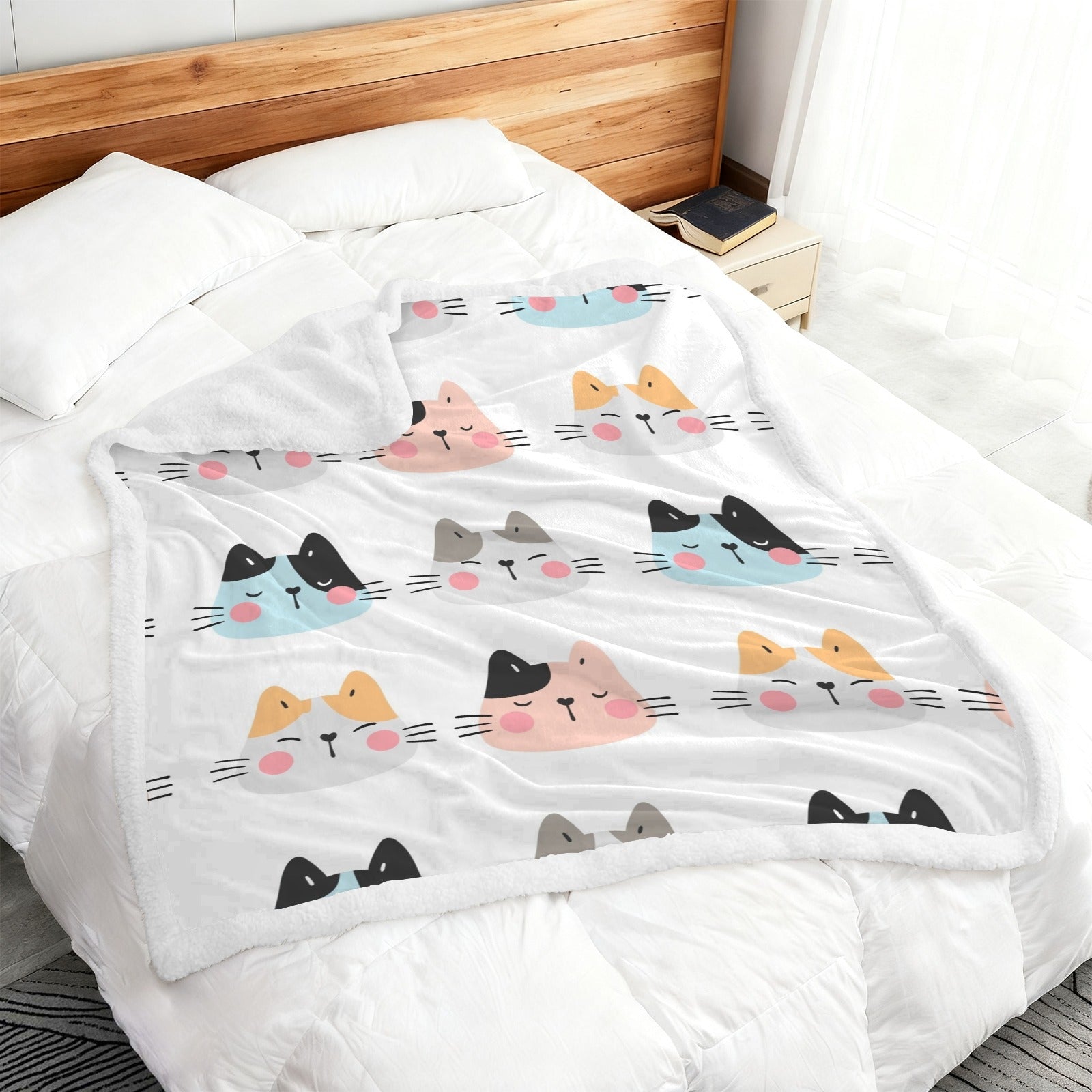 Cat Faces - Double-Layer Fleece Blanket 51"x59"