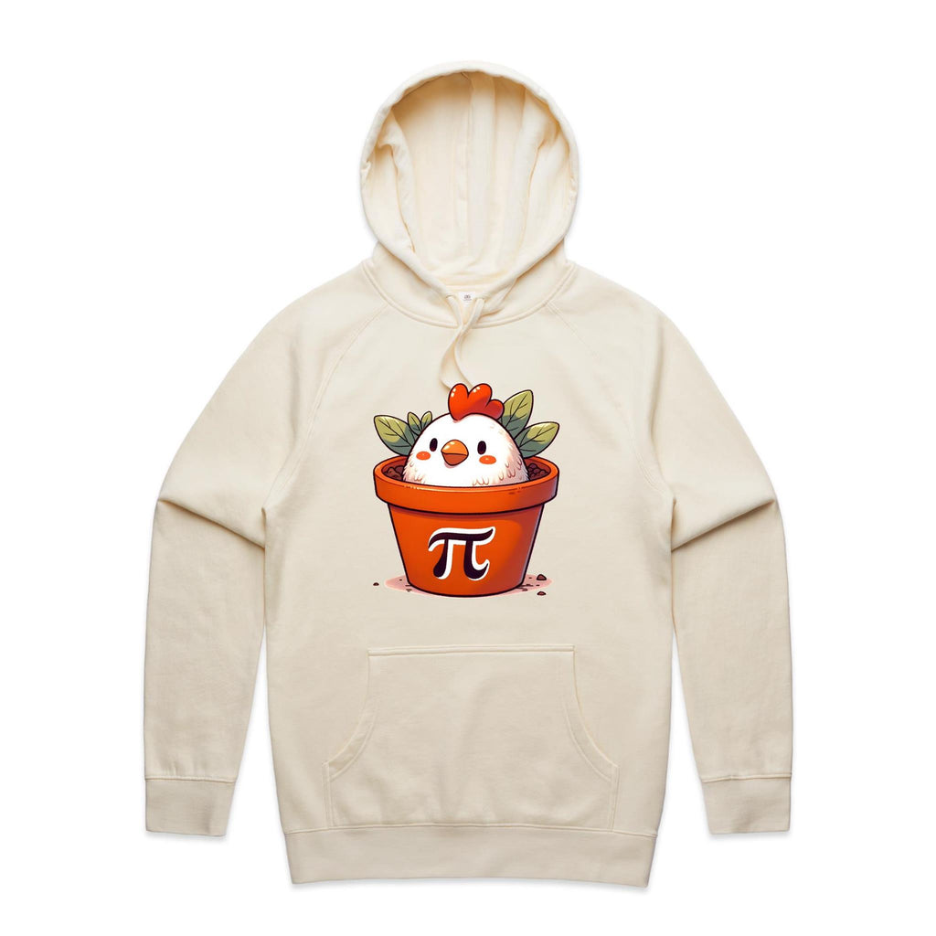 Chicken Pot Pi - Mens Hoodie Ecru Mens Hoodie animal Food Maths Printed In Australia