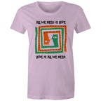 Love Is All We Need - Womens T-shirt Lavender Womens T-shirt Love Printed In Australia