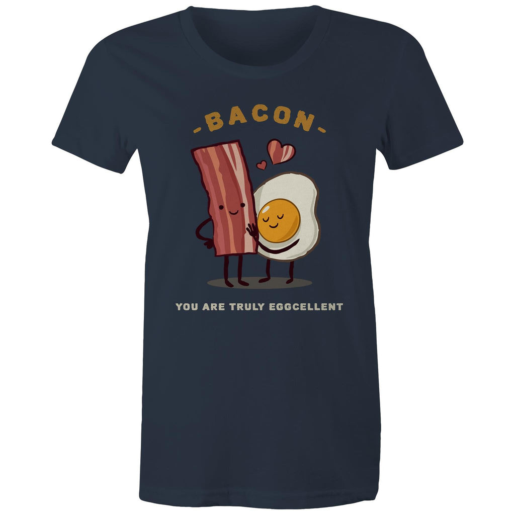 Bacon, You Are Truly Egg-cellent - Womens T-shirt Navy Womens T-shirt Food Printed In Australia