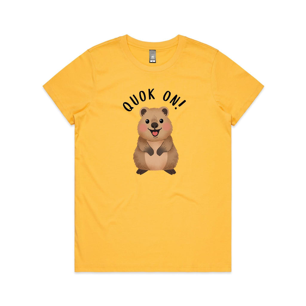 Quokka, Quok On Women's AS Colour T-shirt Yellow Womens T-shirt animal Printed In Australia