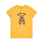 Quokka, Quok On Women's AS Colour T-shirt Yellow Womens T-shirt animal Printed In Australia