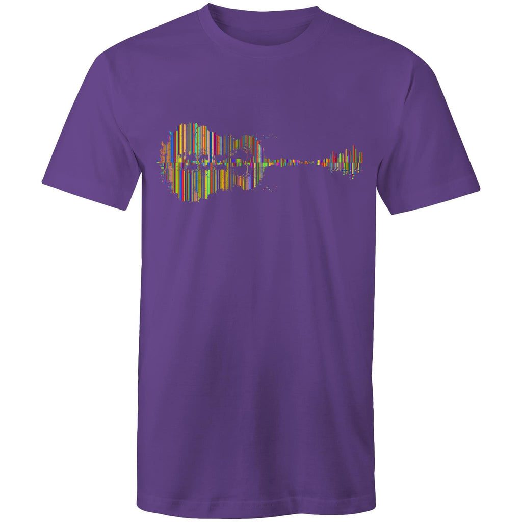 Guitar Reflection In Colour - Mens T-Shirt Purple Mens T-shirt Music Printed In Australia