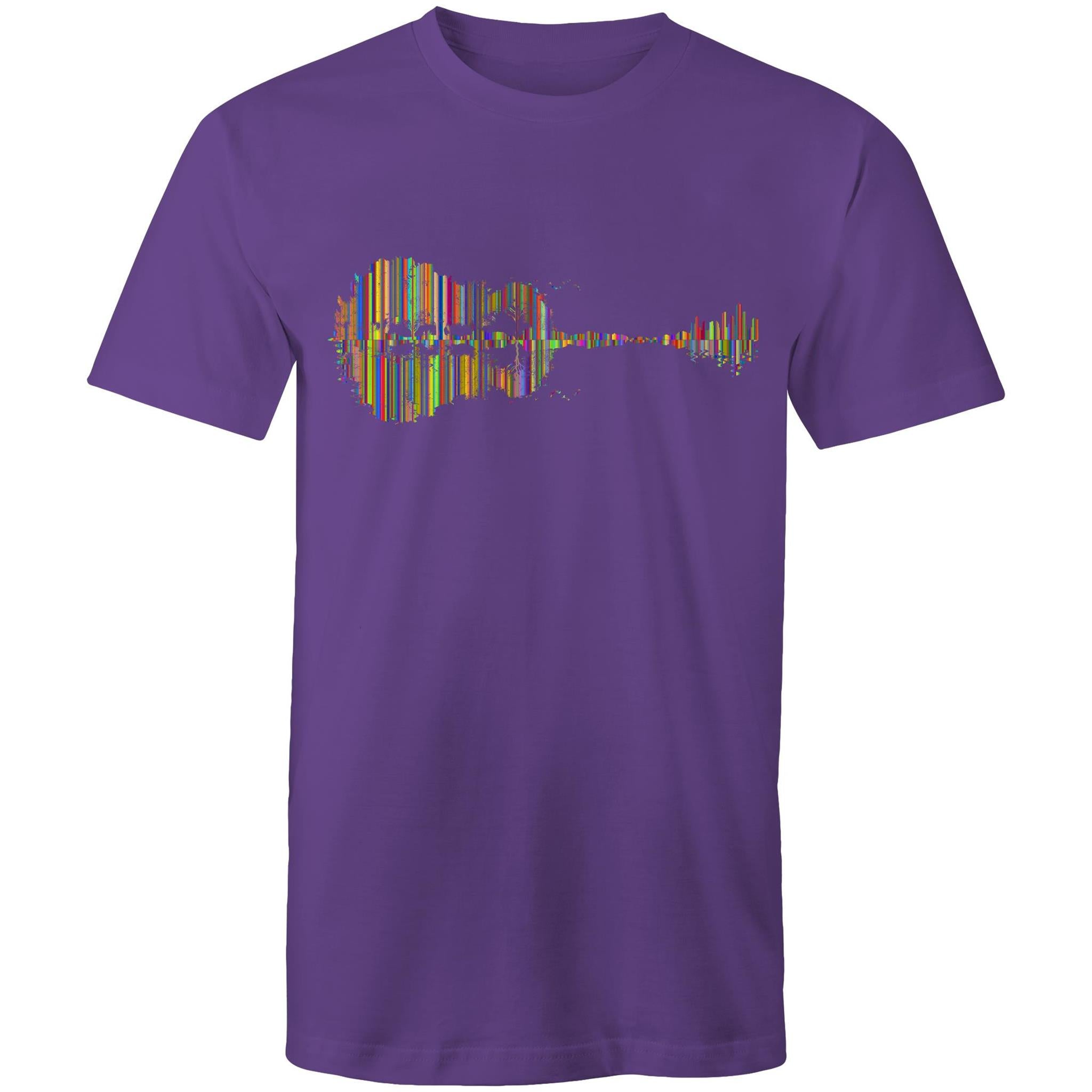 Guitar Reflection In Colour - Mens T-Shirt Purple Mens T-shirt Music Printed In Australia