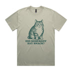 Cat, Did Somebody Say Snack AS Colour Heavy Faded Tee Unisex Faded eucalyptus Heavy Faded T-shirt animal Food Printed In Australia