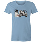 Stay Spooky, Halloween - Womens T-shirt Carolina Blue Womens T-shirt Halloween Printed In Australia