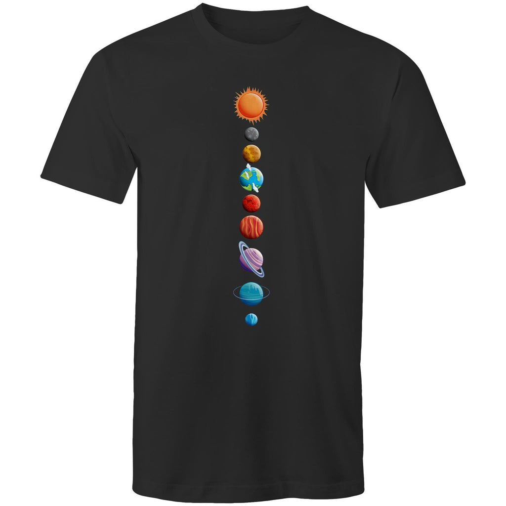 Our Solar System - Mens T-Shirt Black Mens T-shirt Printed In Australia Space