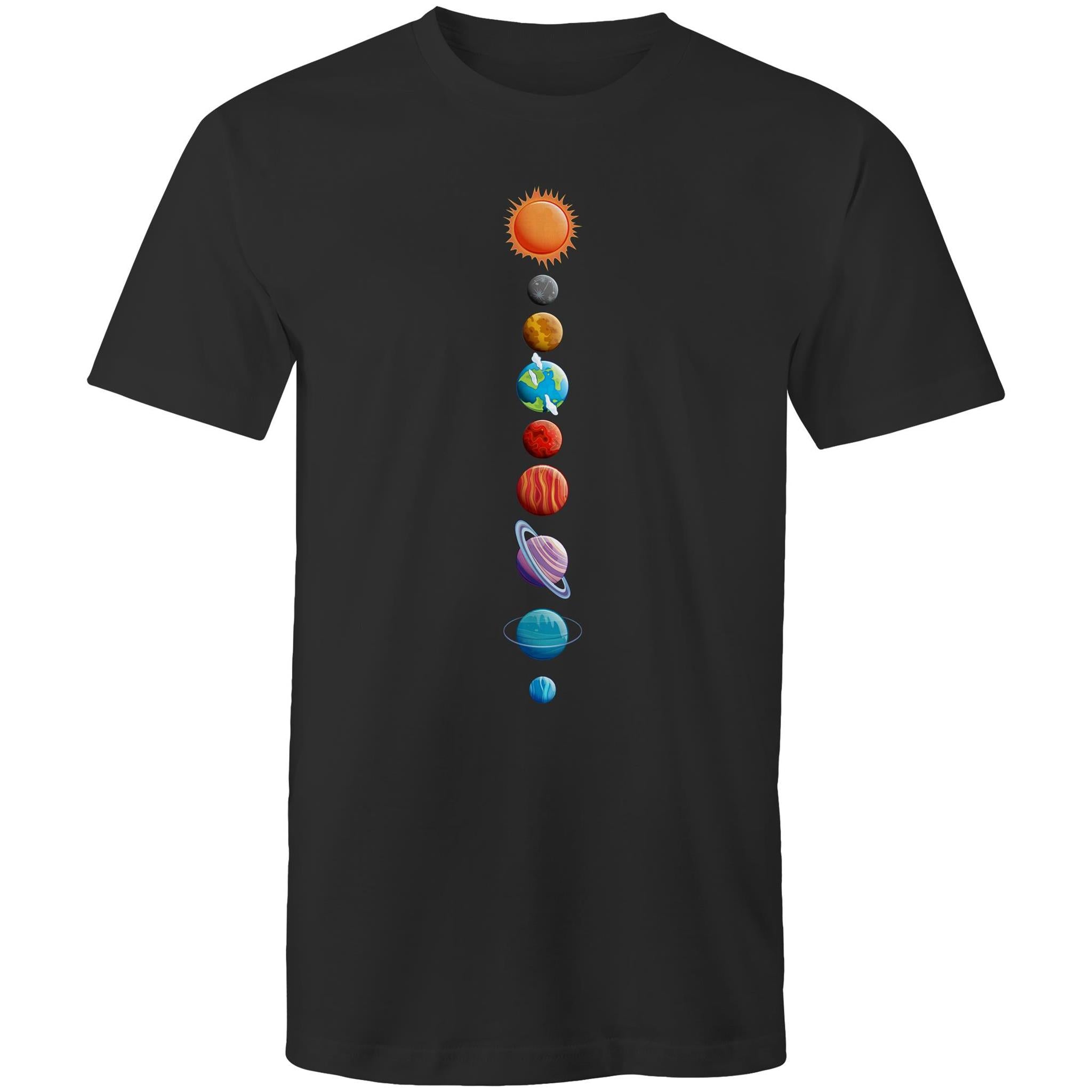 Our Solar System - Mens T-Shirt Black Mens T-shirt Printed In Australia Space