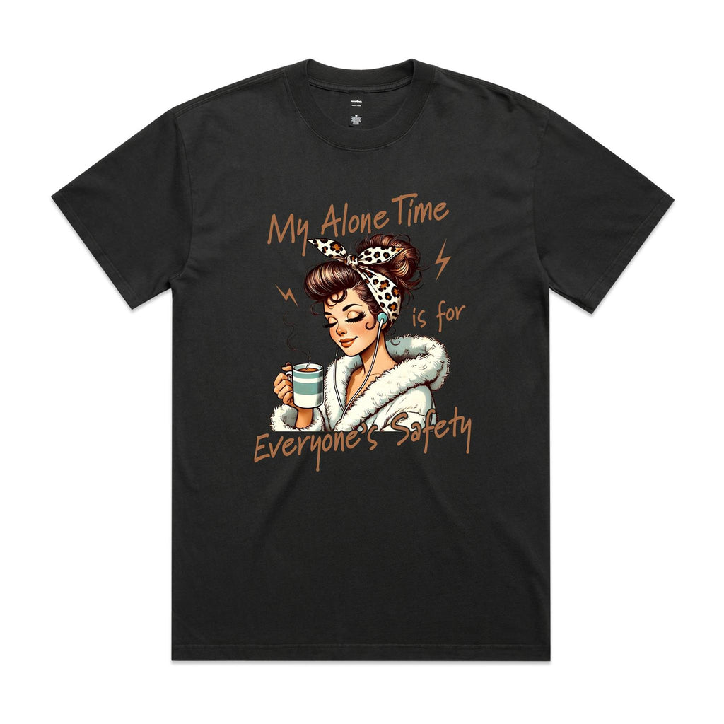 My Alone Time Is For Everyone's Safety AS Colour Heavy Faded Tee Unisex Faded coal Heavy Faded T-shirt Printed In Australia