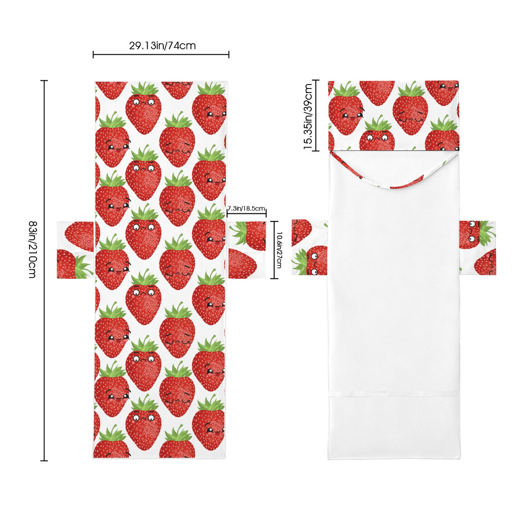 Strawberry Characters Beach Chair Towel Cover with Side Pockets